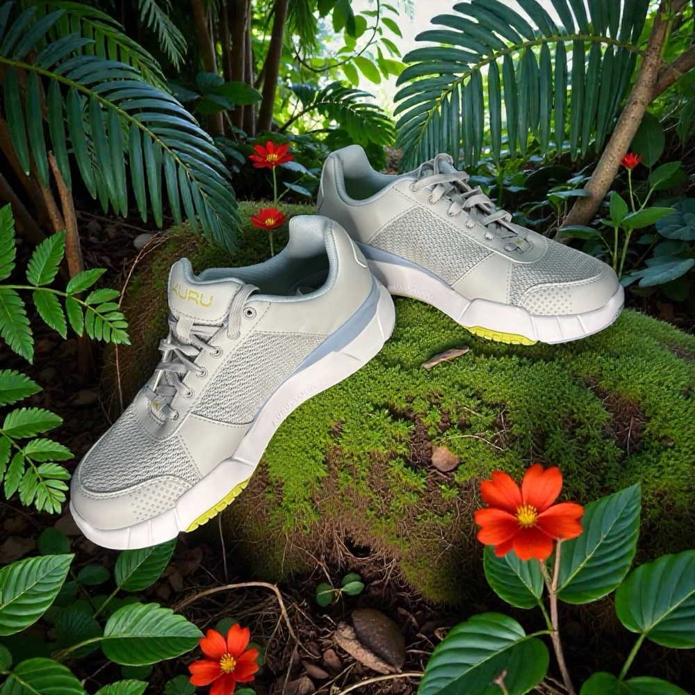 Kuru Cloud Quantum 2 Fitness Sneaker Women 9M Dove Gray Pale Lime Walking Sport